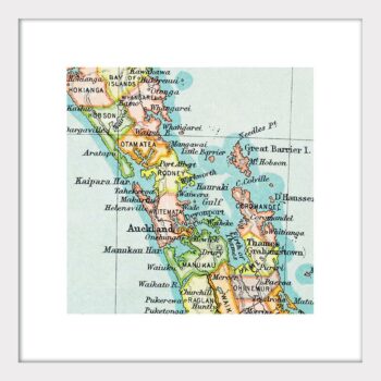 Auckland Vintage Map Print - Framed